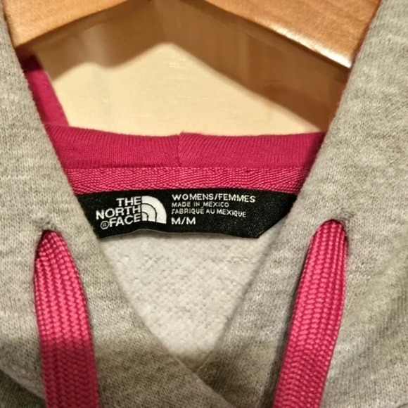 The North Face Sweat Shirt Hoodie Grey.| Big Pink Logo Wmns Sz M - Picture 3 of 9